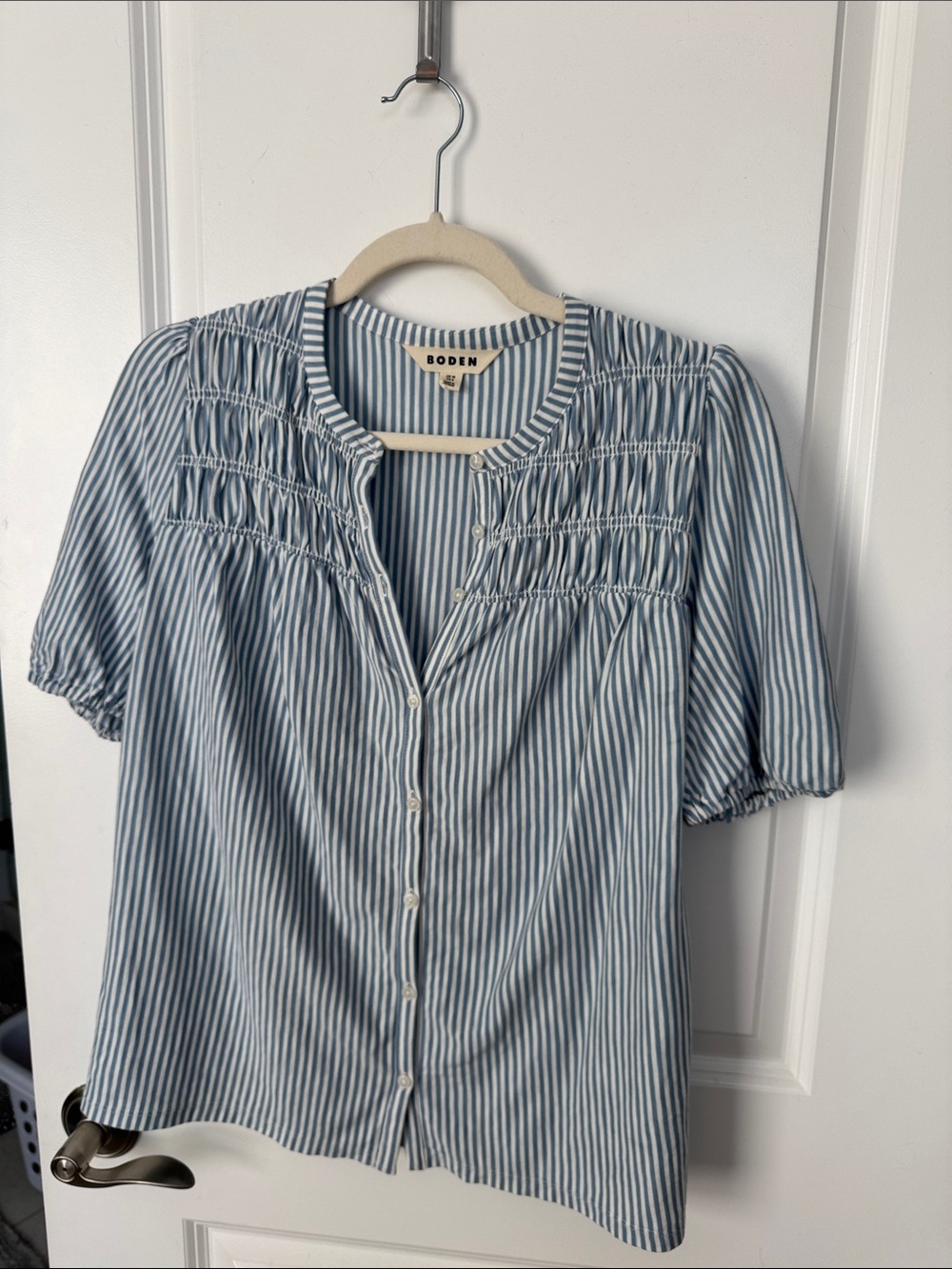 Boden Mya Short Sleeve Smocked Shirt